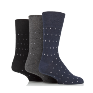 Gentle Grip 3 Pack Rectangle Black/Navy/Charcoal Socks