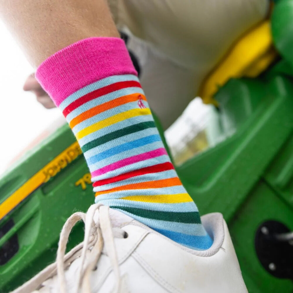 Swole Panda Pastel Narrow Striped Socks