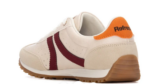Refresh 176181 Cream & Burgundy Trainers