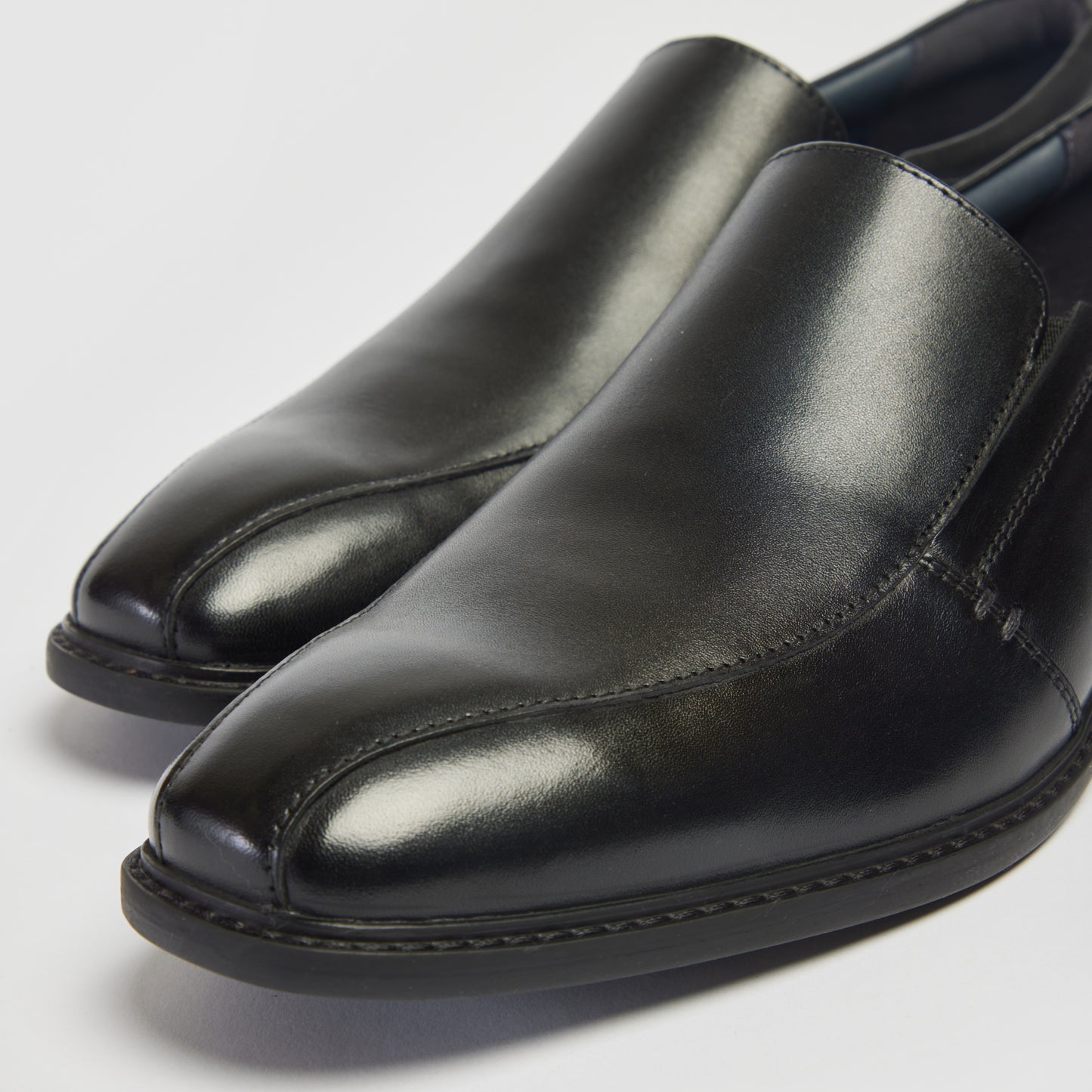 Pod Spear Black Leather Slip On Shoes