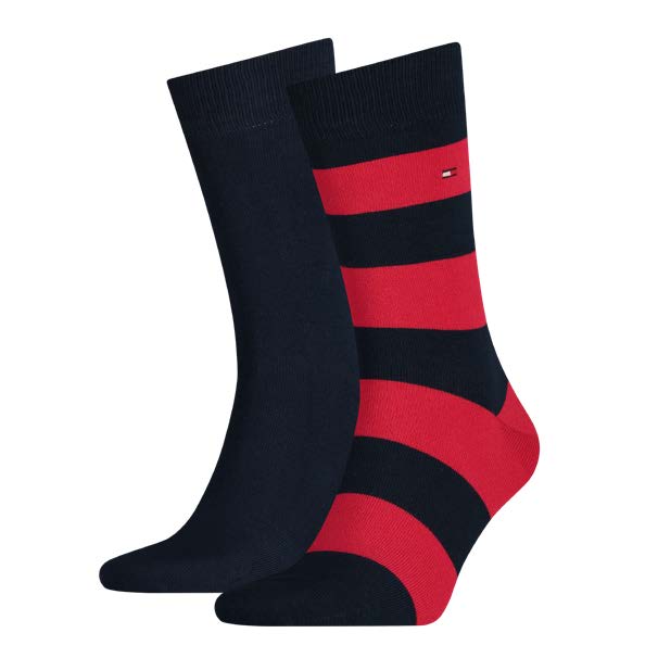 Tommy Hilfiger 342021001 085 Navy Red Stripe 2 Pack Sock