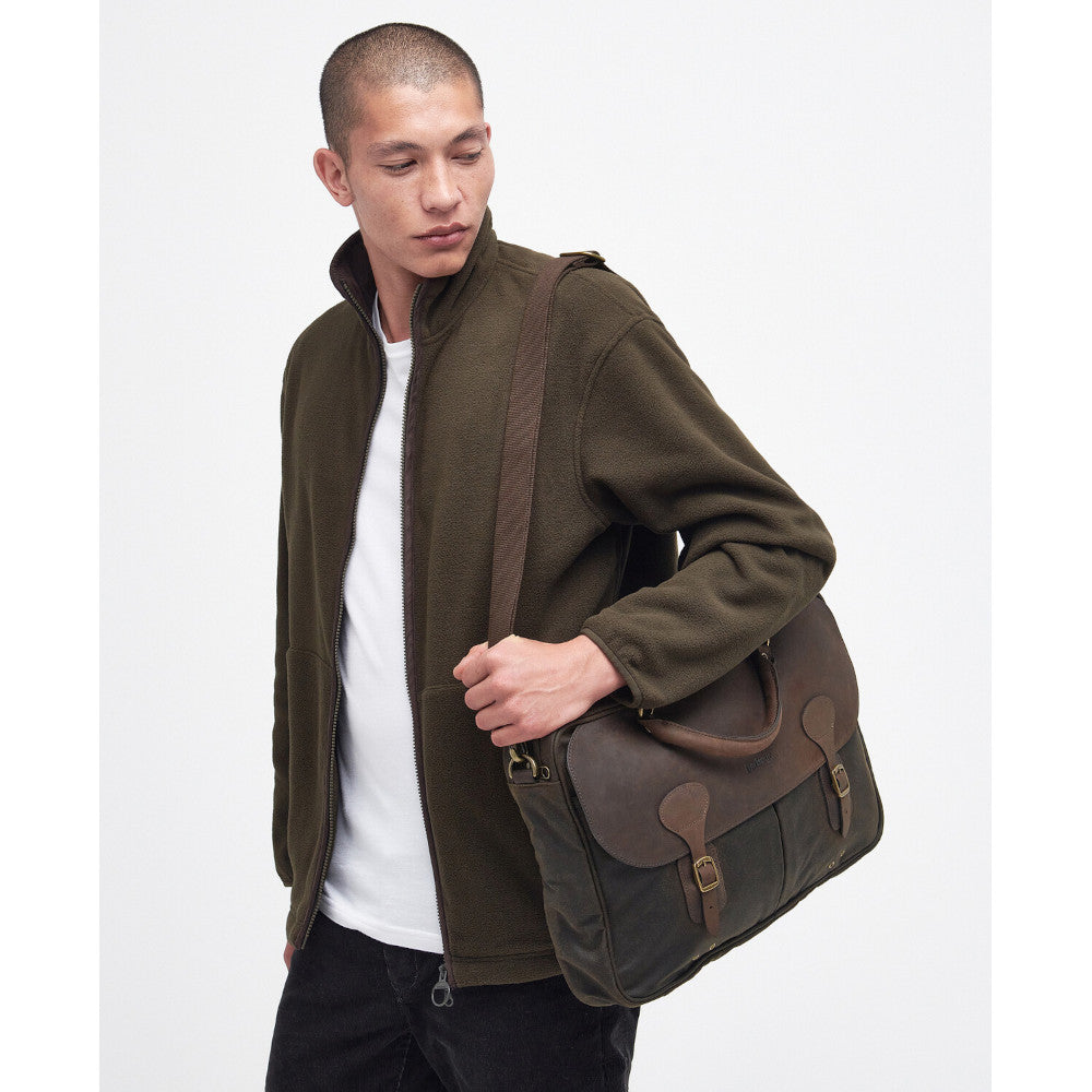 Barbour Olive Wax Briefcase