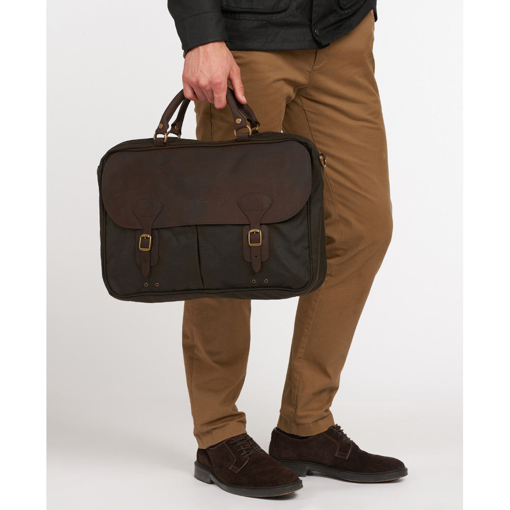 Barbour Olive Wax Briefcase