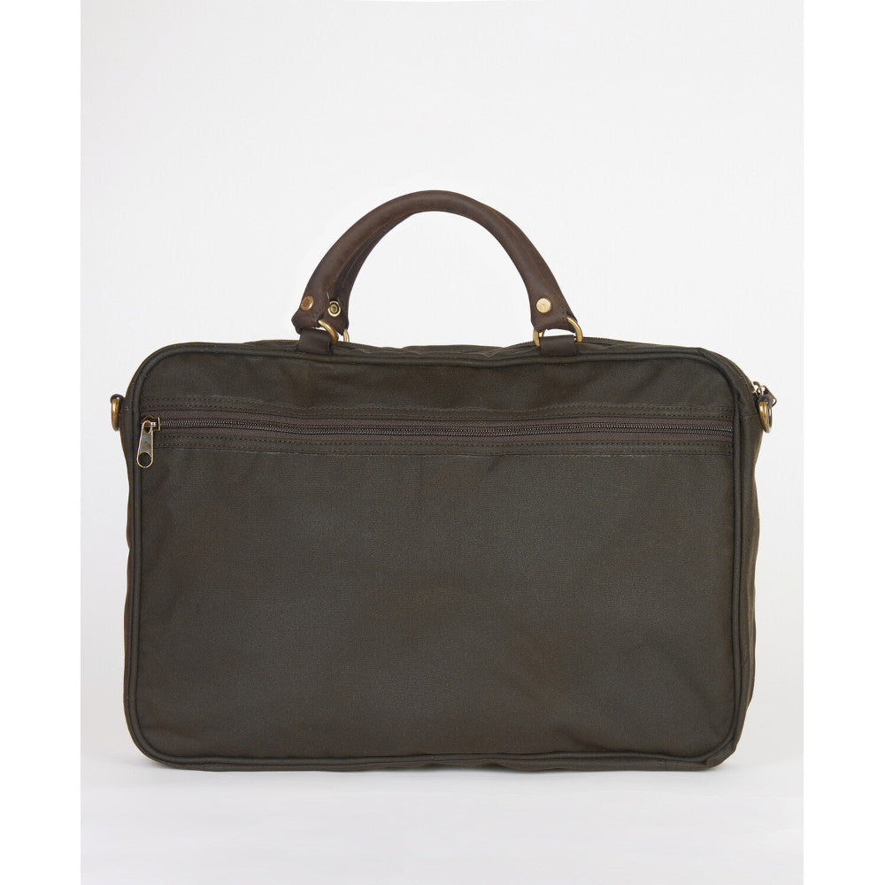 Barbour Olive Wax Briefcase