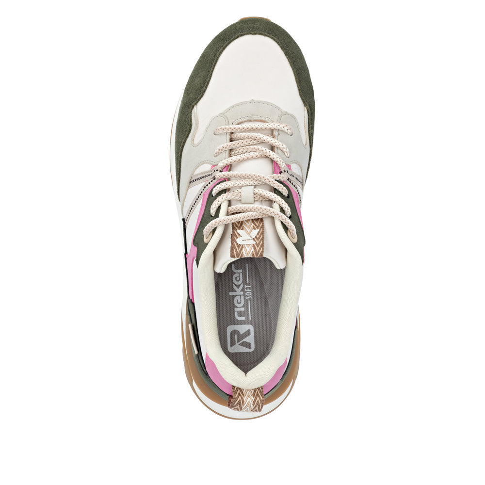 Rieker W2501-83 Green White Pink Trainers