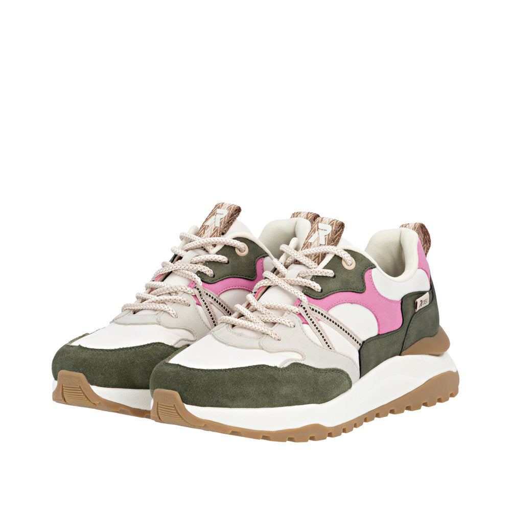 Rieker W2501-83 Green White Pink Trainers