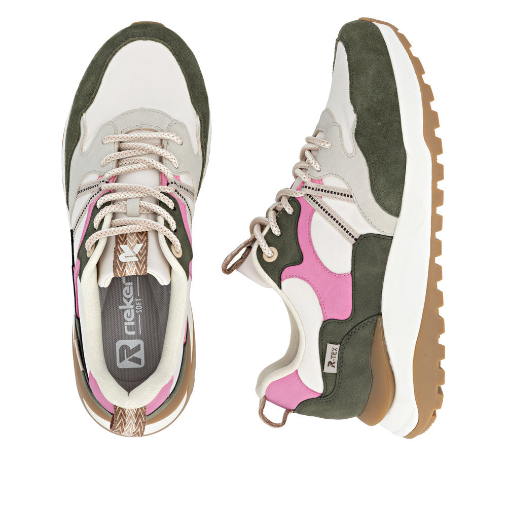 Rieker W2501-83 Green White Pink Trainers
