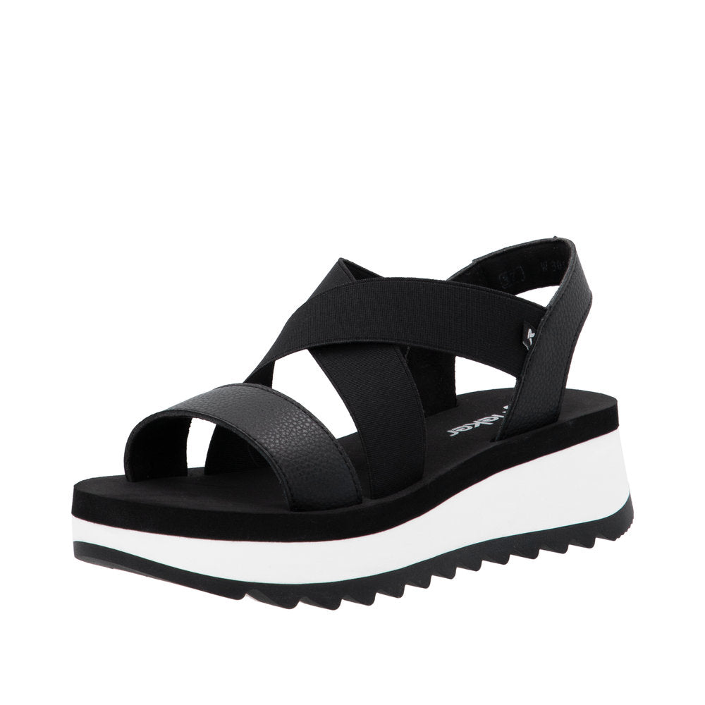 Rieker W3053-00 Black Sandals