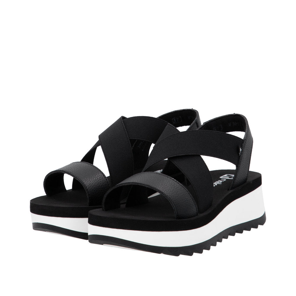 Rieker W3053-00 Black Sandals