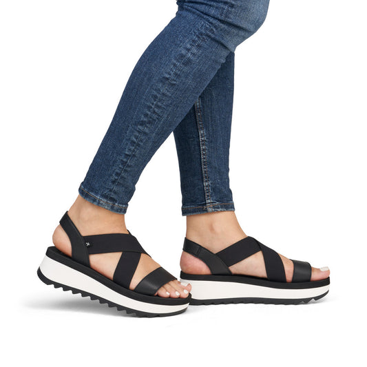 Rieker W3053-00 Black Sandals