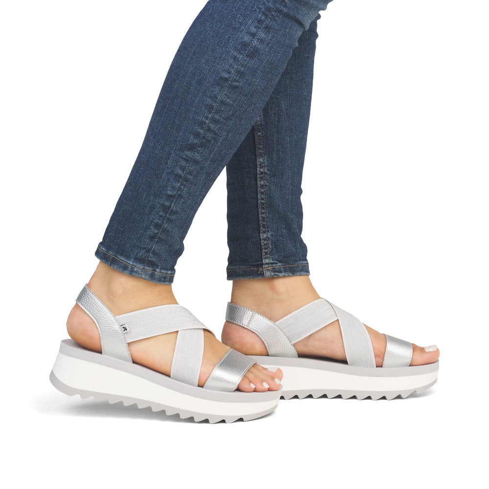Rieker W3053-90 Silver Sandals