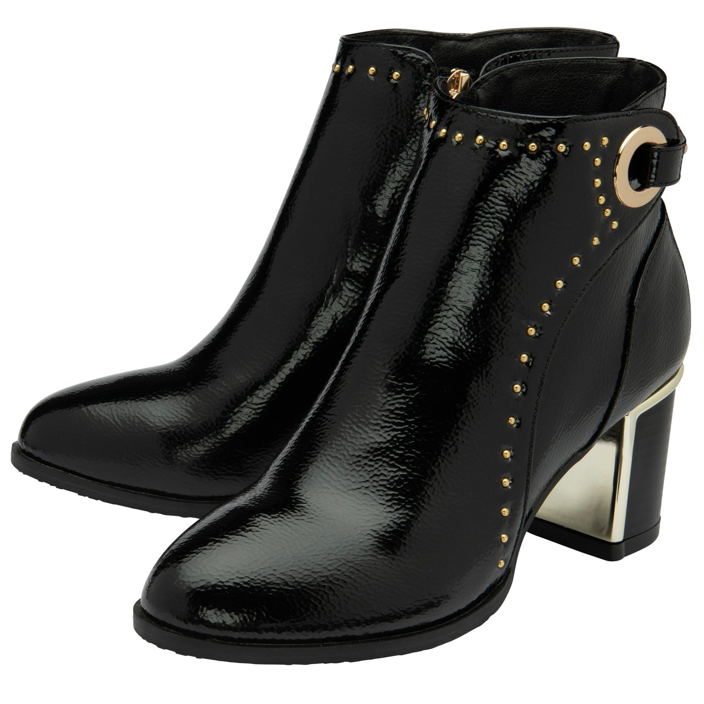 Lotus ULB317 Wells Black Patent Boots
