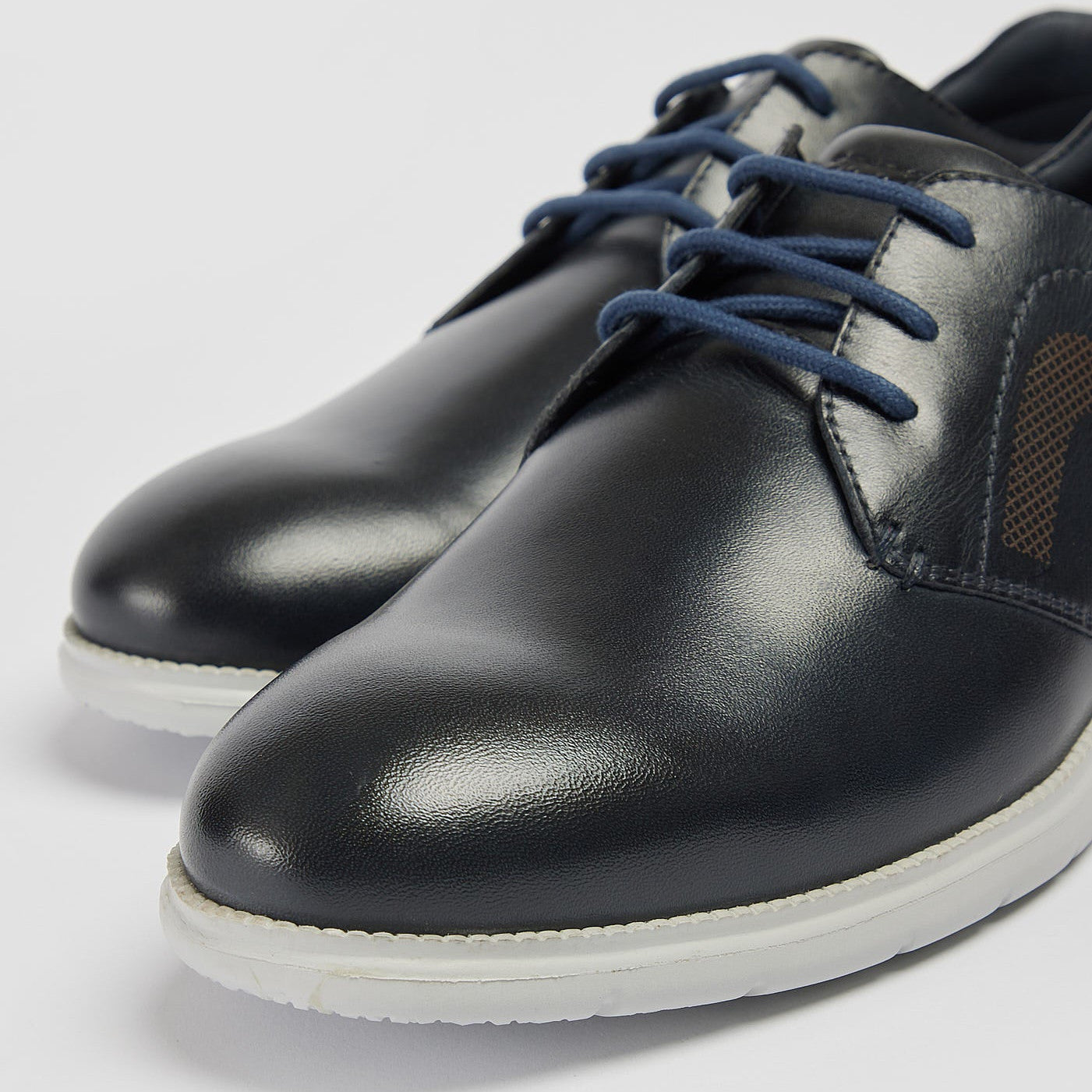 Pod Aston Navy Leather Lace Up Casual Shoes