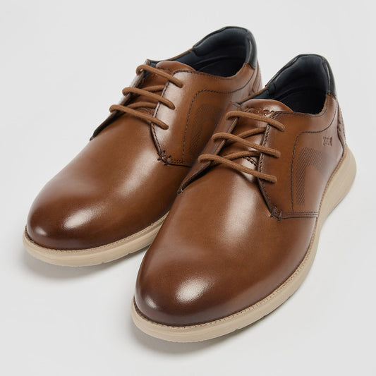 Pod Aston Cognac Tan Leather Lace Up Casual Shoes