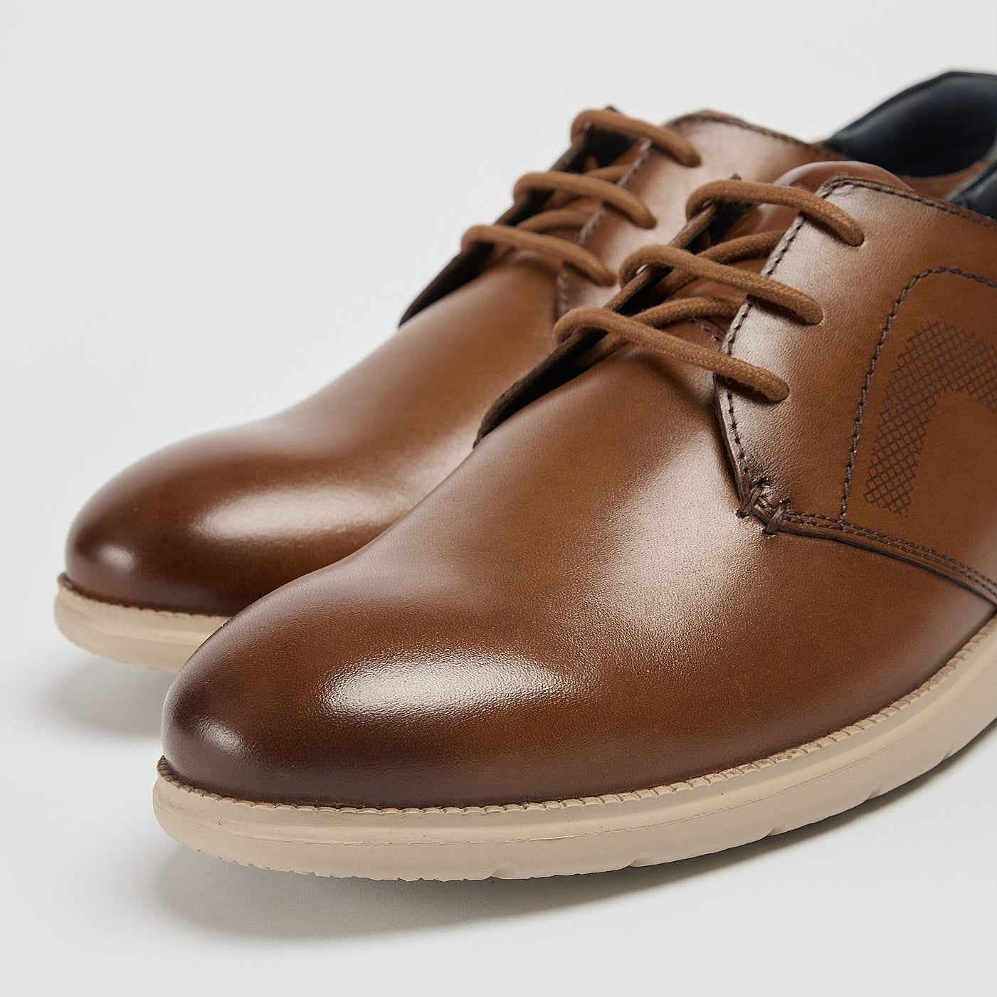 Pod Aston Cognac Tan Leather Lace Up Casual Shoes