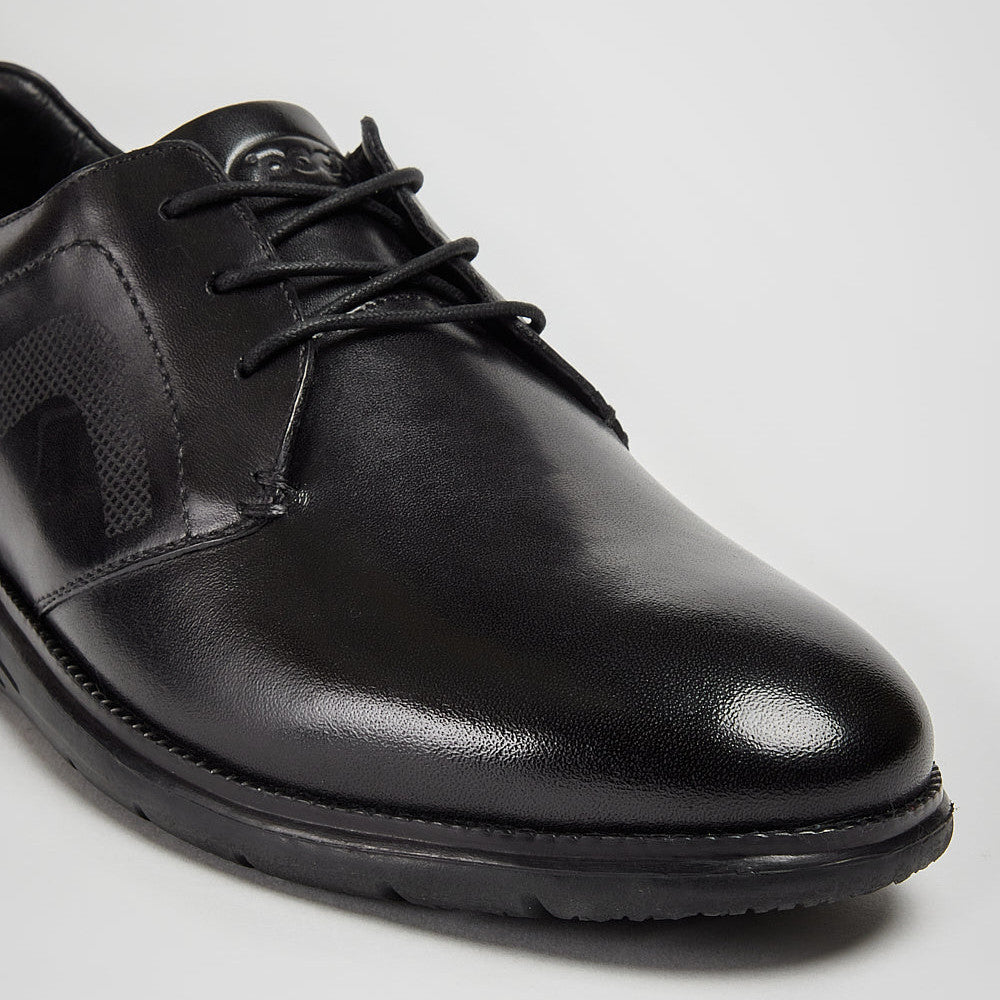 Pod Aston Triple Black Black Leather Lace Up Casual Shoes