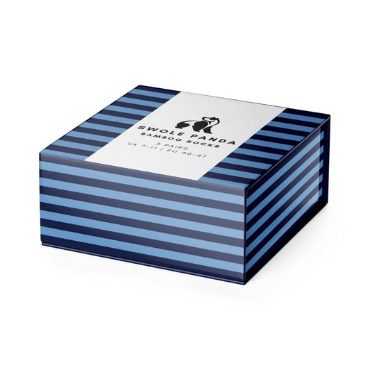Swole Panda Sock Gift Box - 3 Pairs - Blue Stripe