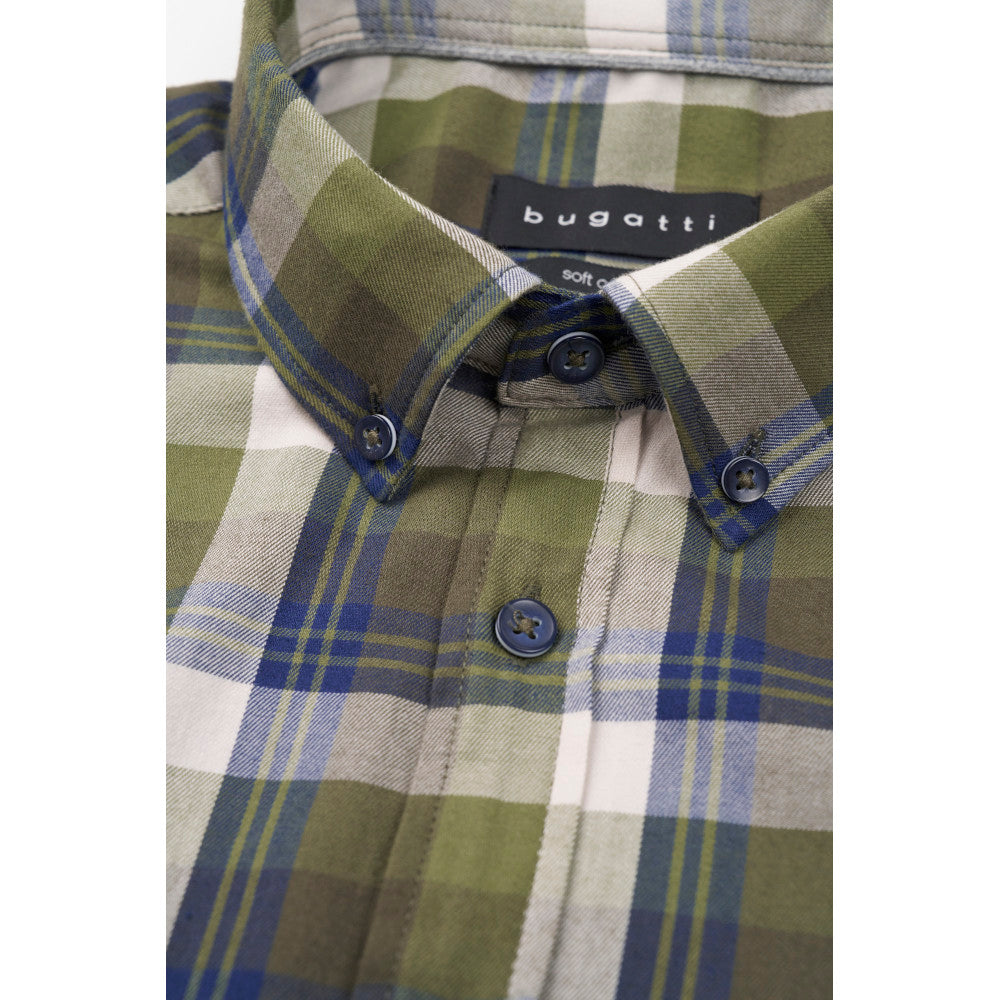 Bugatti 9350 68700B 180 Olive Long Sleeve Casual Shirt