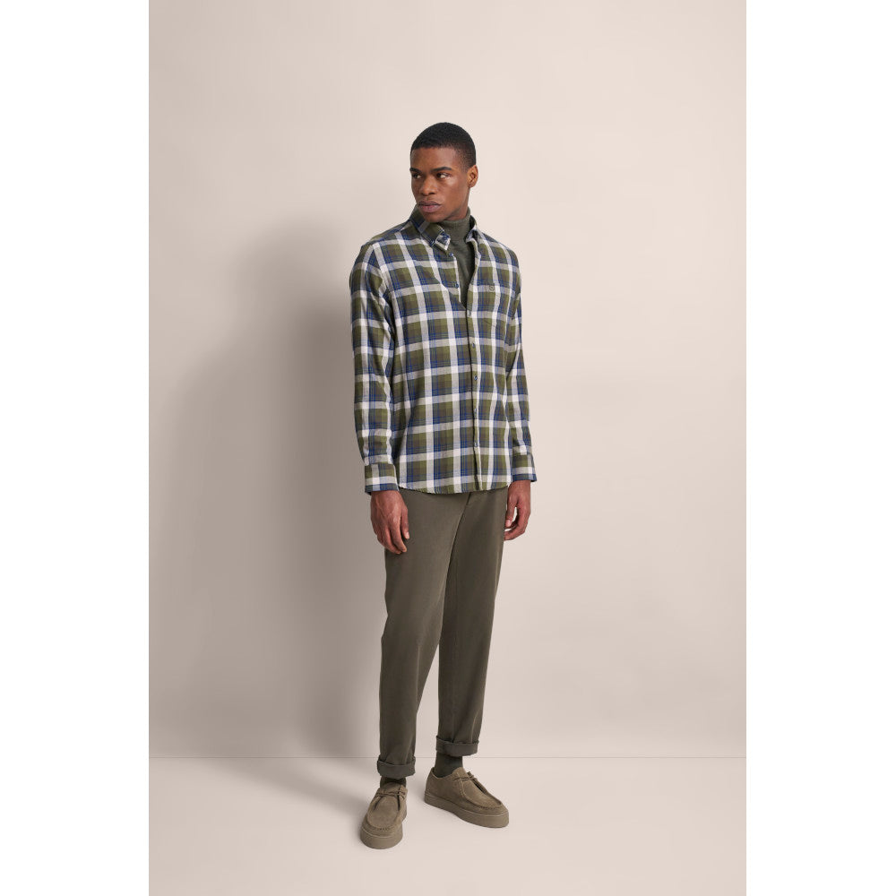 Bugatti 9350 68700B 180 Olive Long Sleeve Casual Shirt