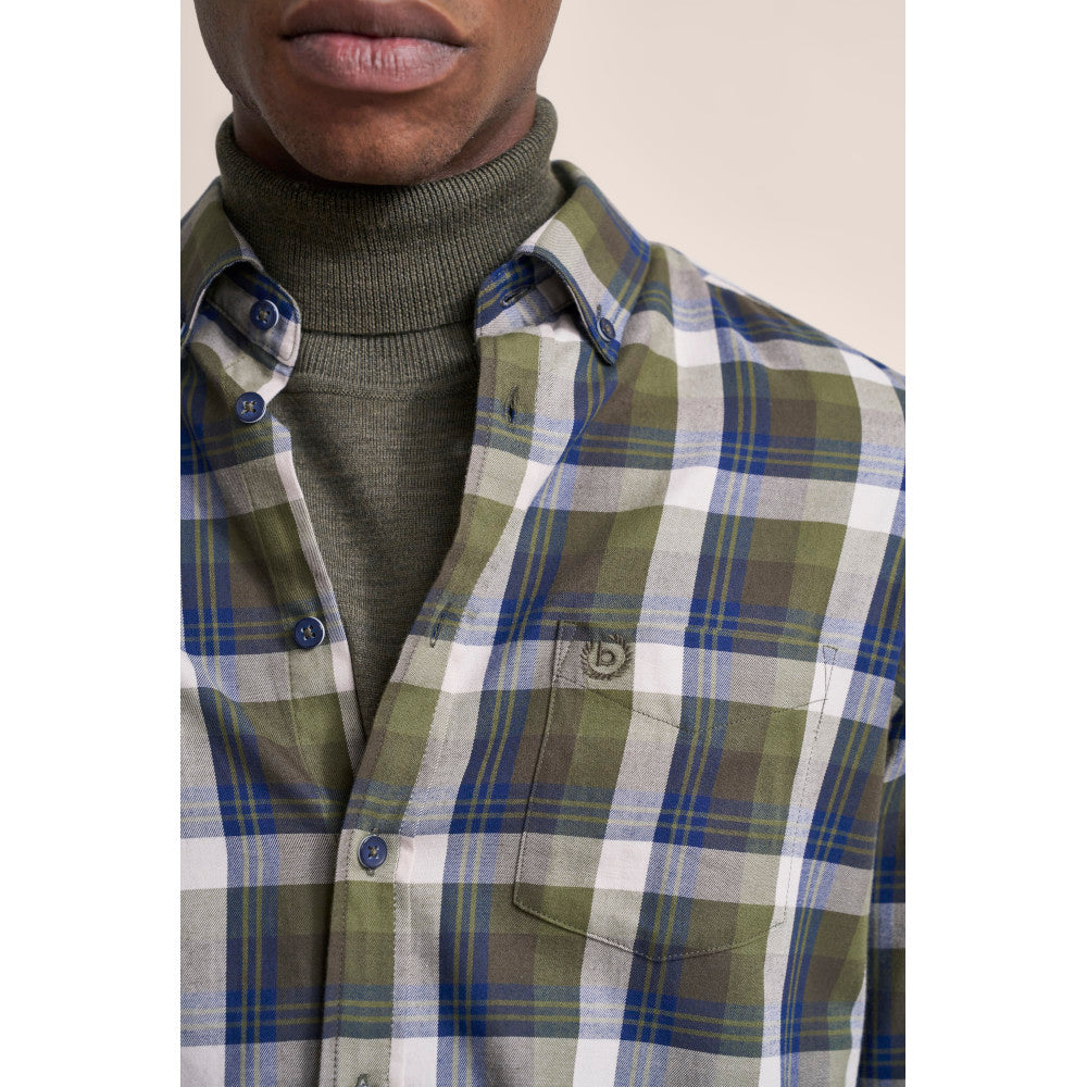 Bugatti 9350 68700B 180 Olive Long Sleeve Casual Shirt