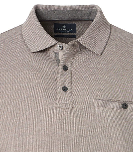 Casa Moda 403478000 668 Taupe Long Sleeve Polo Shirt
