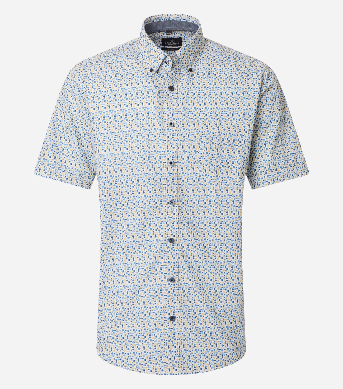 Casa Moda 126130301 500 Yellow Milieu Short Sleeve Casual Shirt
