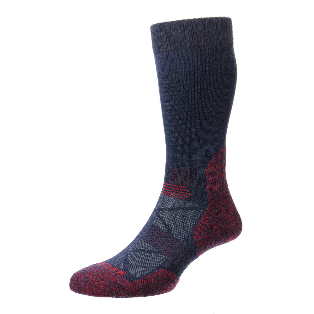 HJ Hall HJ701 Navy Red Marl Adventure Trek Sock