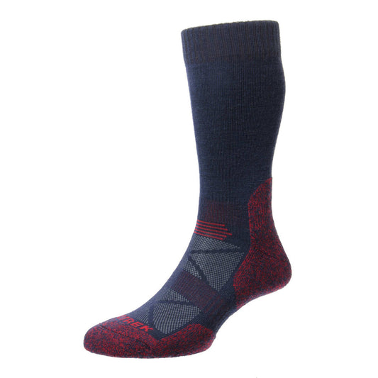 HJ Hall HJ701 Navy Red Marl Adventure Trek Sock