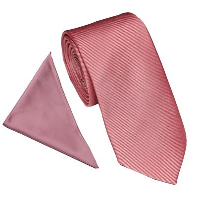 Wallace Twill Salmon Tie & Hankerchief Set