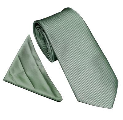 Wallace Twill Sage Tie & Hankerchief Set
