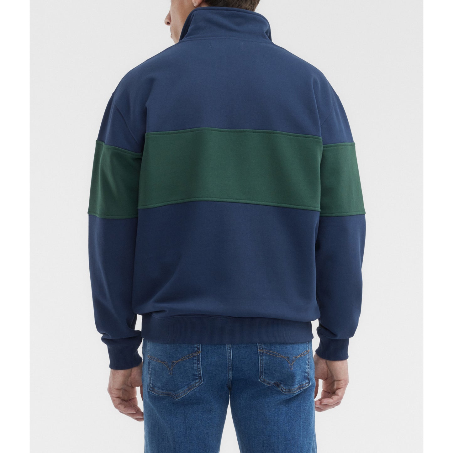 RM Williams Heritage Panel Worker Blue 1/4 Zip