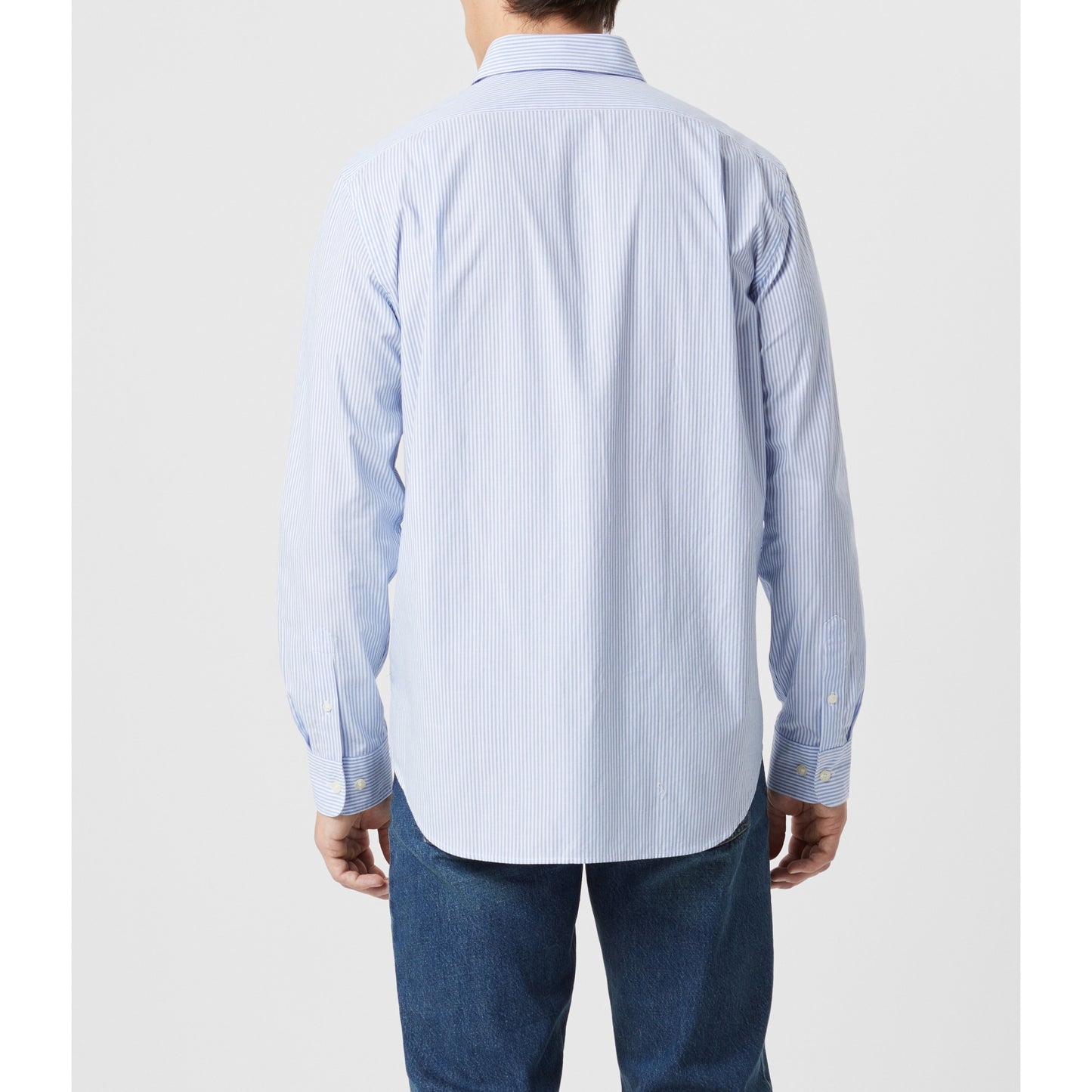 RM Williams Sommers Poplin Stripe White Blue Shirt