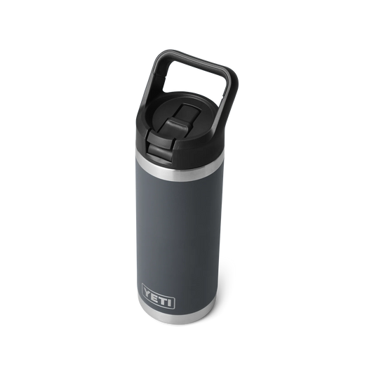 YETI Rambler 18 oz Bottle with Colour Straw Cap Charcoal