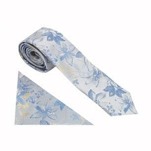 Wallace St Marie Blue Floral Tie Set