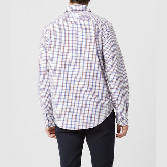 RM Williams Newland Burgundy Poplin Check Shirt