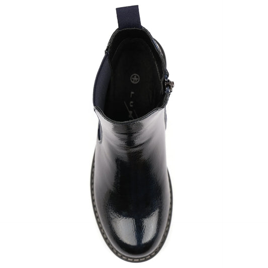 Lunar Bessy Navy Patent Ankle Boot Navy