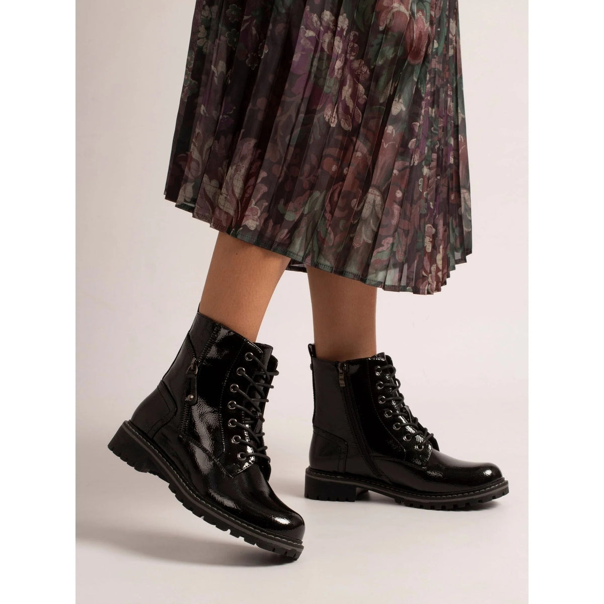 Lunar Allison Black Patent Ankle Boot Black