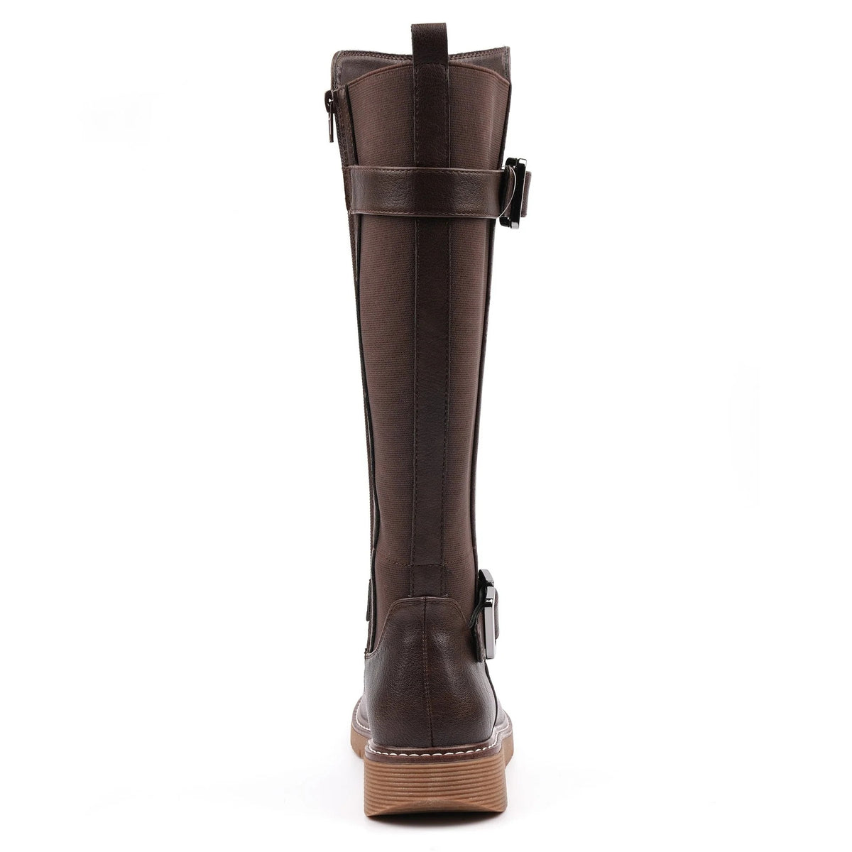 Lunar Devon Brown Full Elastic Wide Fit Long Boot Brown