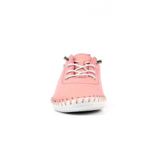 Lunar St Ives Candy Pink Lea. Plimsolls