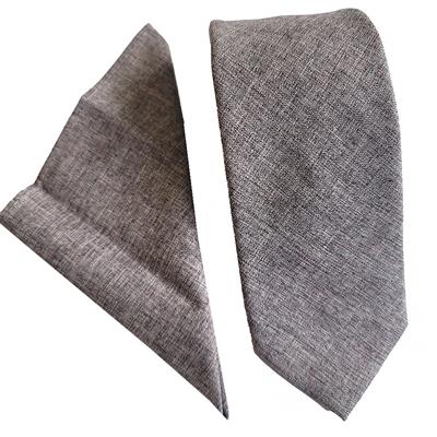 Wallace Pumice Linen Texture Tie & Hankerchief Set