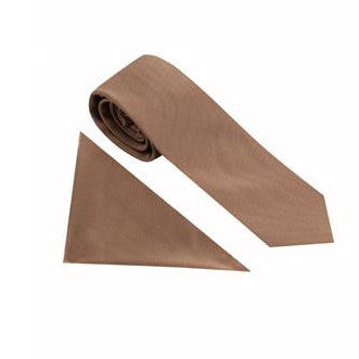 Wallace Mocha Plain Poly Twill Tie Set