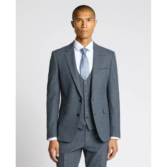 Remus Uomo 12730 26 Blue Check Slim Jacket