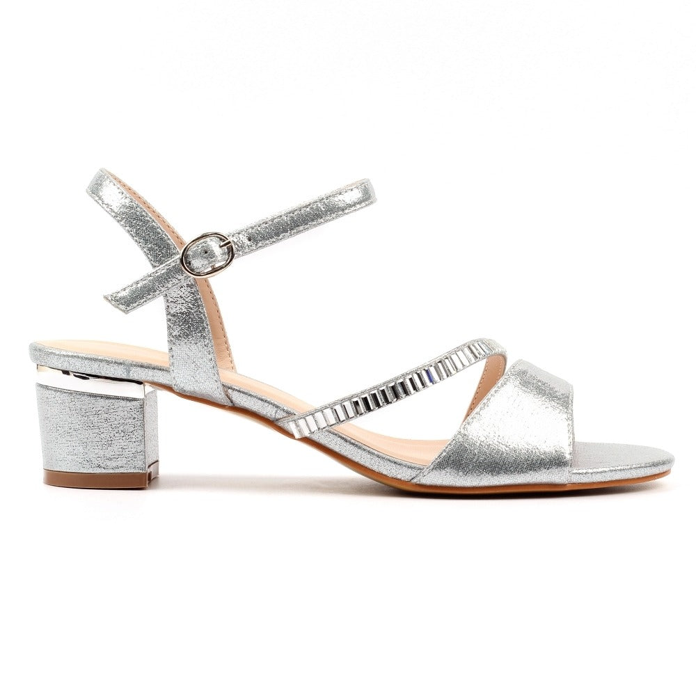 Lunar Jen Silver Block Heel Sandals