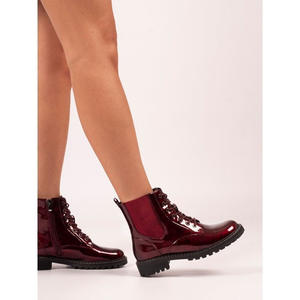Lunar Alexis Burgundy Ankle Boots