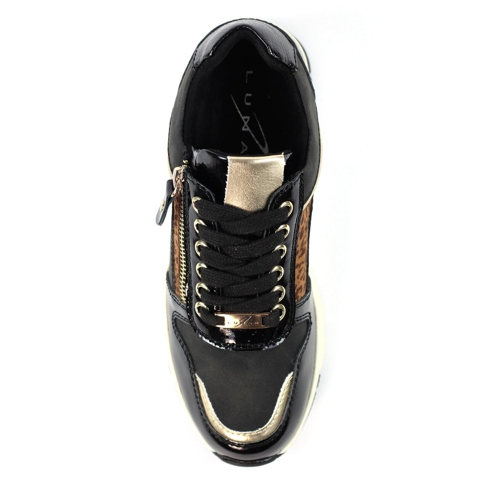 Lunar Kennedy Black Wedge Trainers