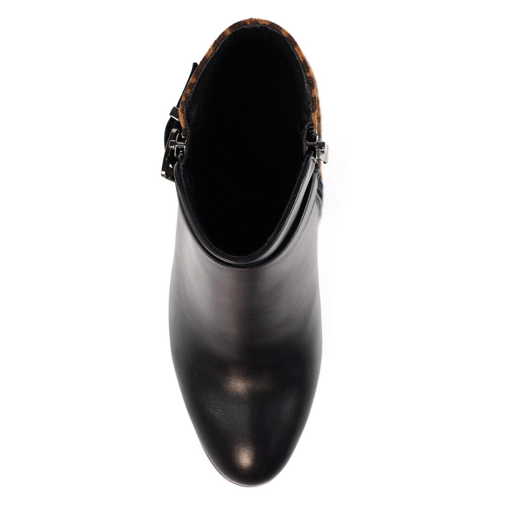 Lunar Shaw Black/Ocelot Ankle Boots