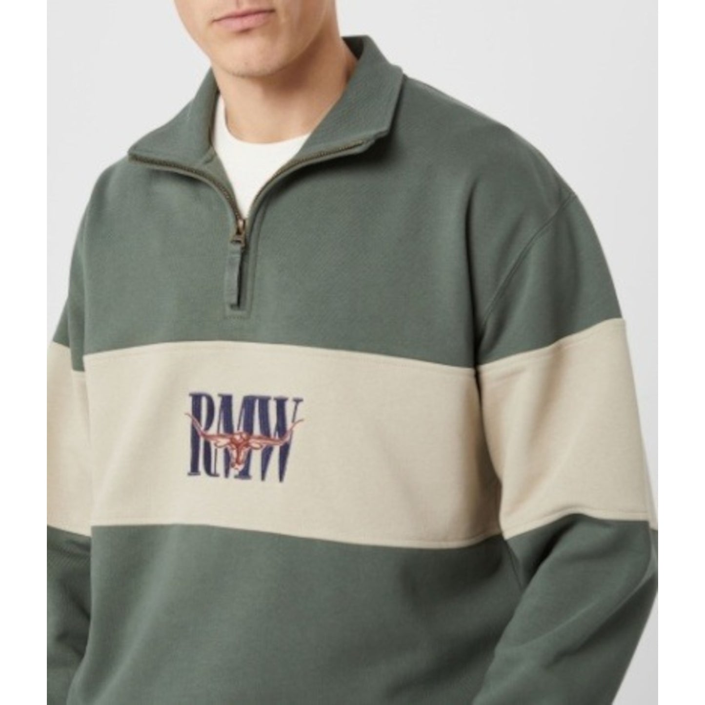 RM Williams Heritage Spruce Green 1/4 Zip Sweatshirt
