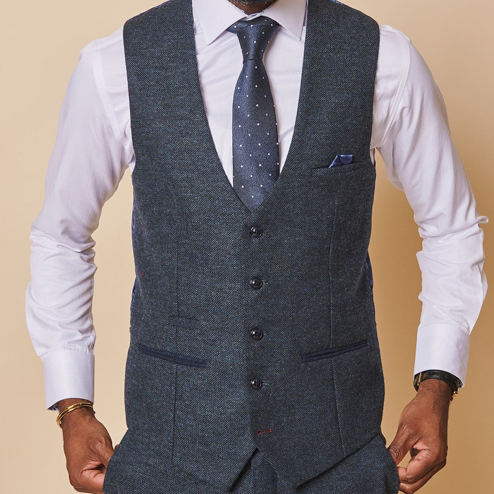 Marc Darcy Marlow Blue Waistcoat