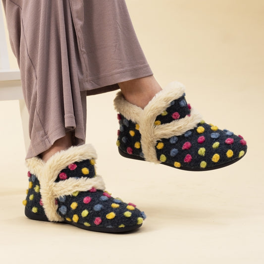Lunar Latte Navy Bootie Slipper