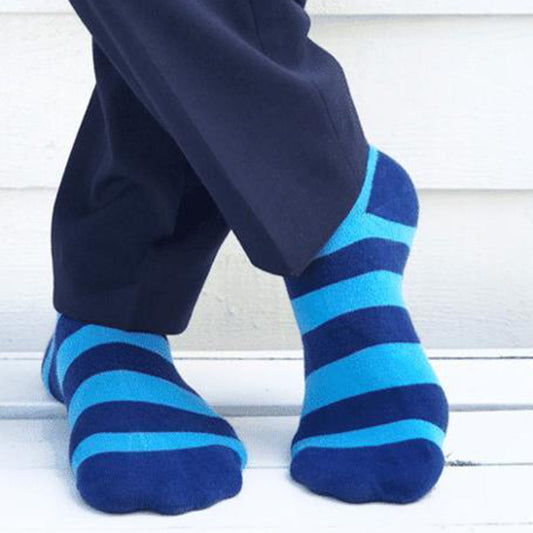 Swole Panda Sky Blue Striped Socks